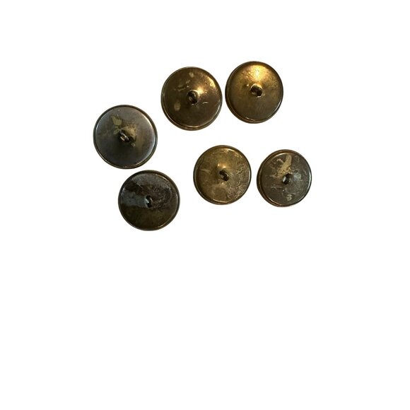 1950's Set Of 6 Vintage Queen Elizabeth II Decorative Brass Tone Buttons Rare - Picture 3 of 5